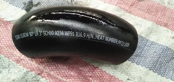 합금 강관 이음쇠 90 LR 팔꿈치 A234 GradeWP91 3" X SCH80 개머리판쇠 용접 팔꿈치