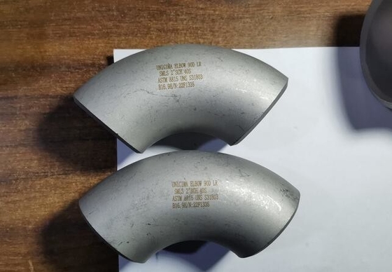 90' 길이 반지름 팔꿈치  4"SCH-40 ASTM A815 UNS S31803을 용접하는  이음새가 없는 엉덩이