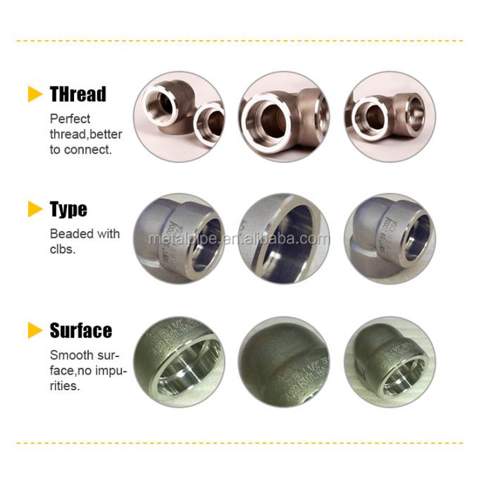 관 이음 90 급 SW / TH 3000LB ASTM A182 F316L ASME B16.11 스테인레스 강 3/4 스레드 팔꿈치