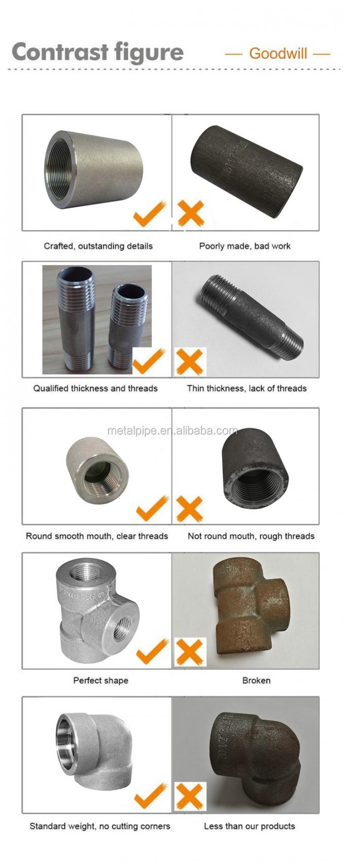 관 이음 90 급 SW / TH 3000LB ASTM A182 F316L ASME B16.11 스테인레스 강 3/4 스레드 팔꿈치